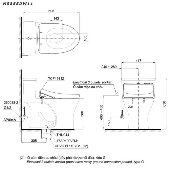 MS855DW11XW ban ve ky thuat