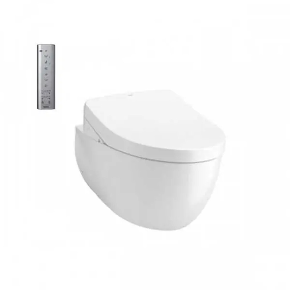 Bàn cầu treo tường nắp WASHLET tự động xả TOTO CW812REA TCF4911EZ WH172AAT TCA464 MB174P#SS