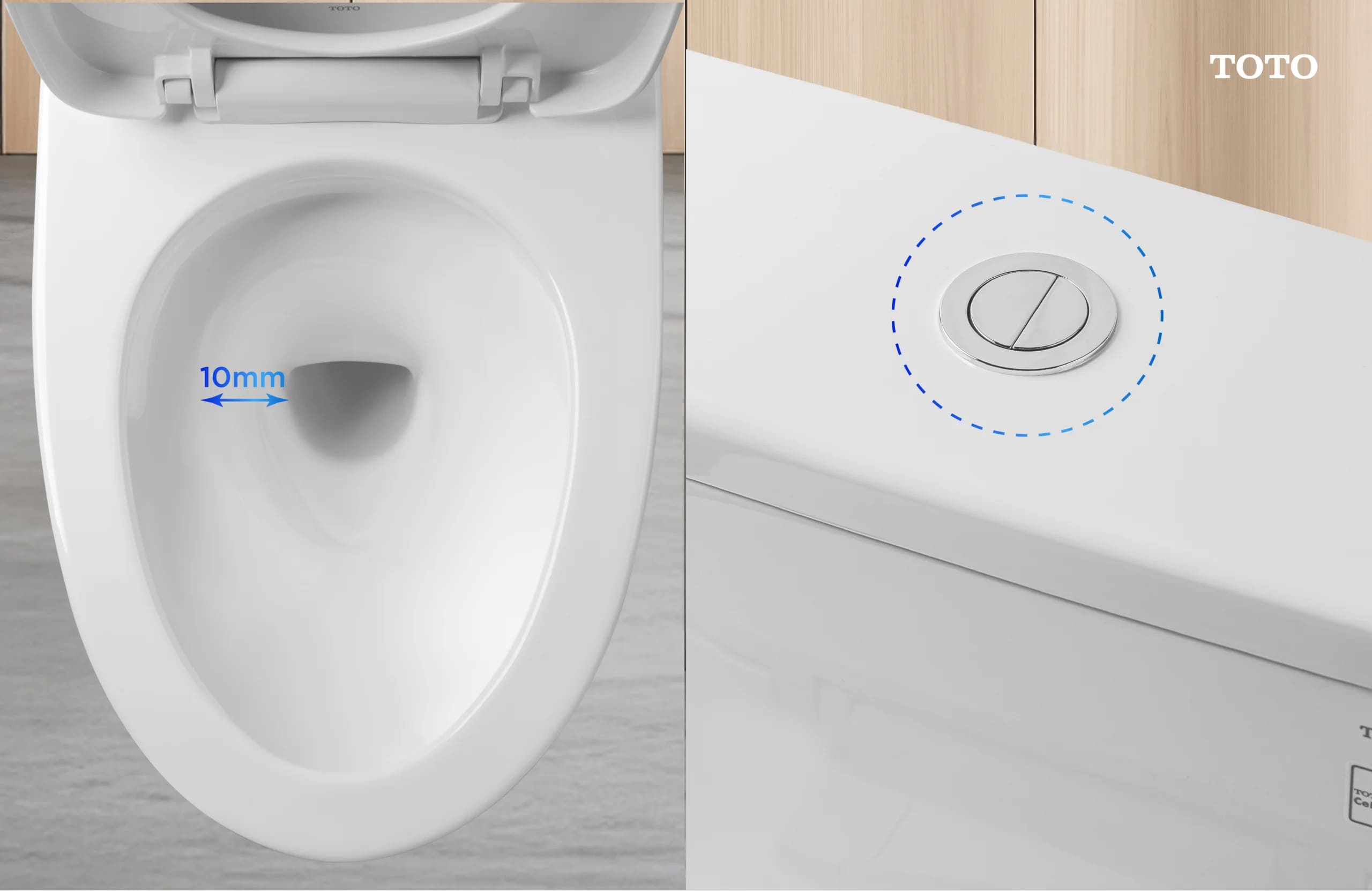 TOTO MS857 với lòng bàn cầu sâu rộng hơn