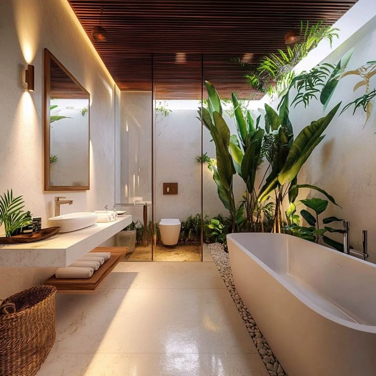 Gợi ý cách trang trí phòng tắm bằng cây xanh