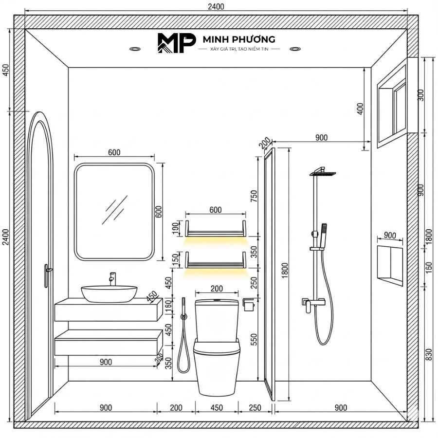 Diện tích phòng tắm