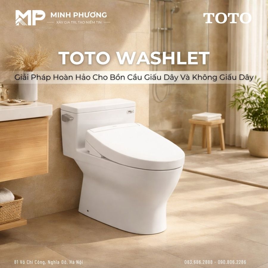 Washlet TOTO – Giải Pháp Hoàn Hảo Cho Bồn Cầu Giấu Dây Và Không Giấu Dây