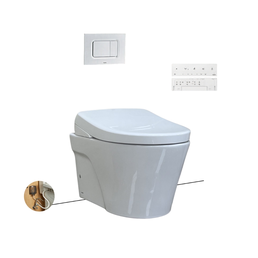 Bàn cầu treo tường kèm nắp rửa điện tử TOTO CW822RA TCF34461GAA WH172A MB170P#SS