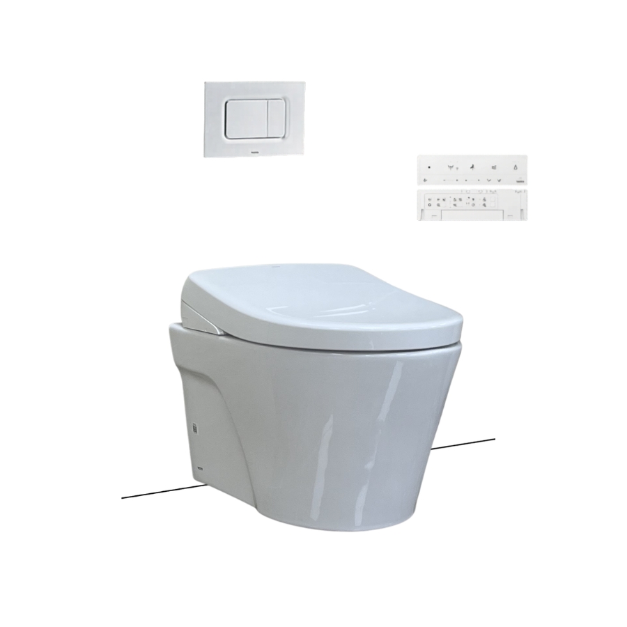 Bàn cầu treo tường kèm nắp rửa điện tử TOTO CW822REA TCF34461GAA WH172AT TCA465 MB170P#SS