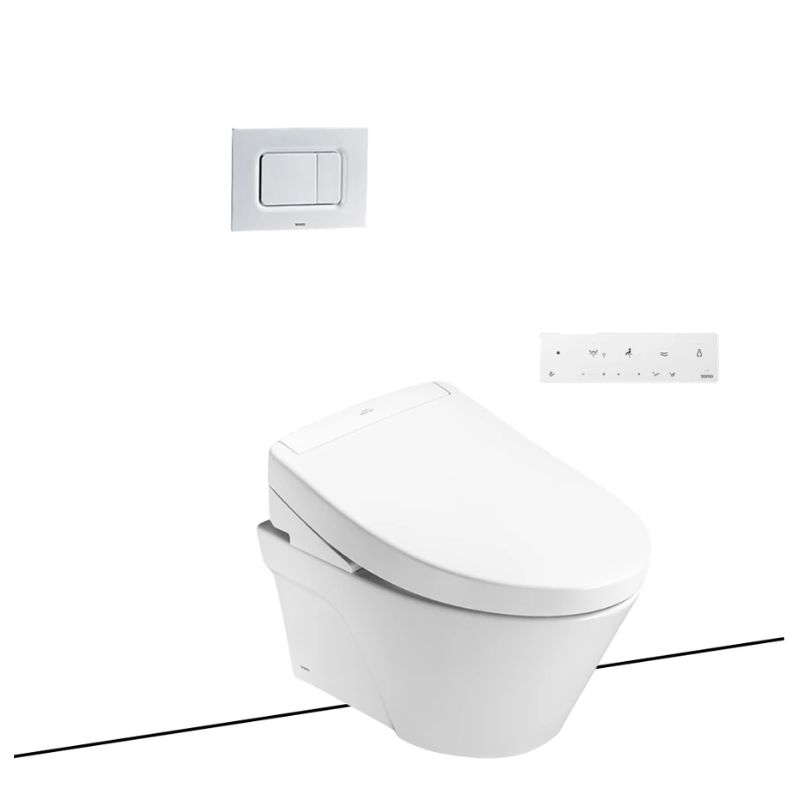 Bàn cầu treo tường kèm nắp rửa điện tử TOTO CW822REA TCF34461GAA WH172AT TCA465 MB170P#SS