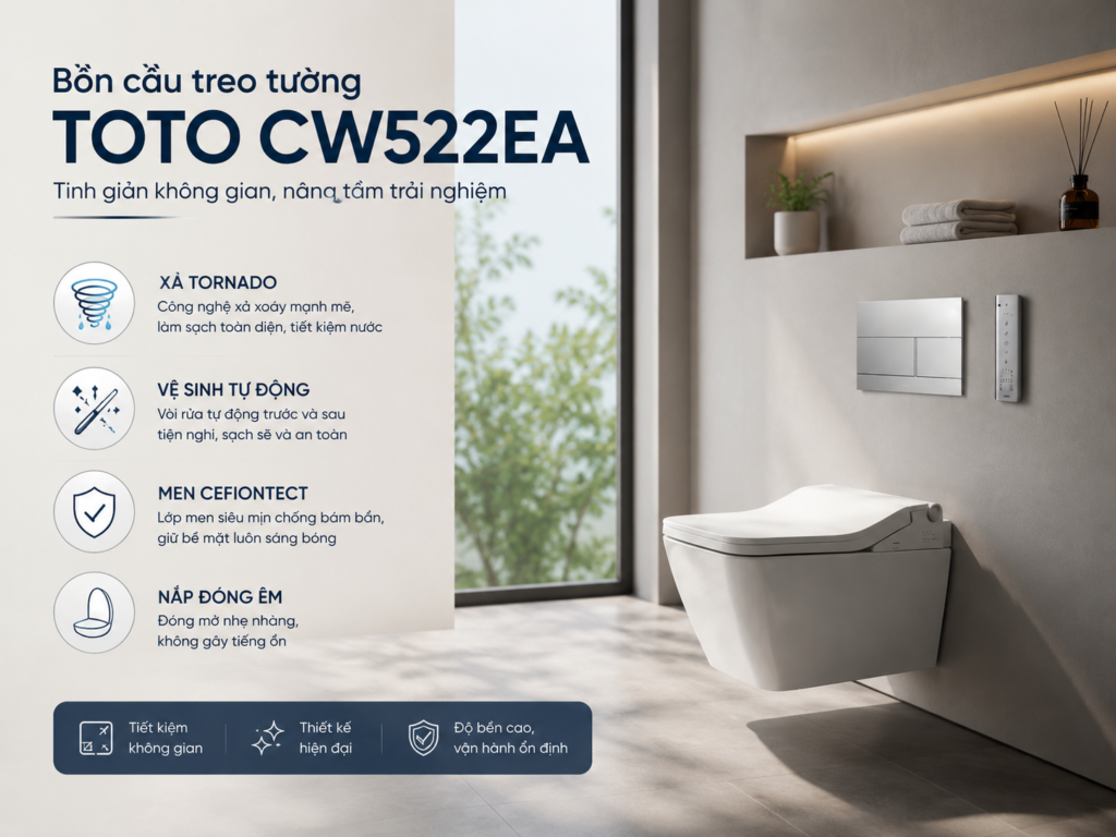 Bồn cầu treo tường TOTO CW522EA có gì đặc biệt?