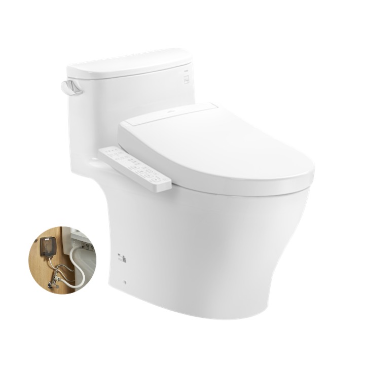 Bàn cầu 1 khối kèm nắp rửa điện tử WASHLET dòng S2 TOTO MS887RW24
