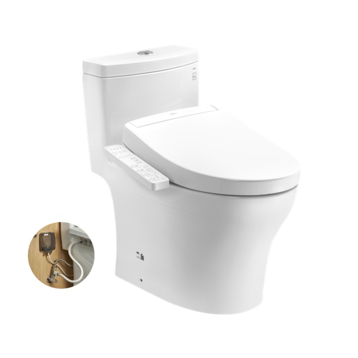 Bàn cầu 1 khối kèm nắp rửa điện tử WASHLET dòng S2 TOTO MS889DRW24