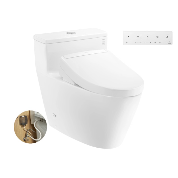Bàn cầu 1 khối kèm nắp rửa điện tử WASHLET dòng S5 TOTO MS625DW25