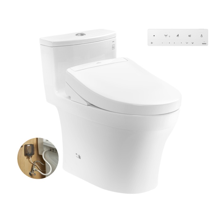 Bàn cầu 1 khối kèm nắp rửa điện tử WASHLET dòng S5 TOTO MS885DW25