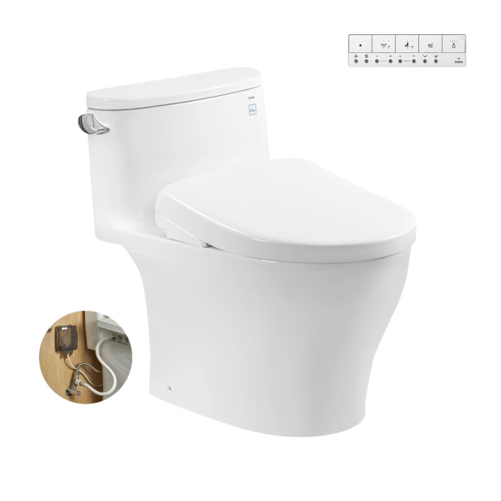 Bàn cầu 1 khối kèm nắp rửa điện tử WASHLET dòng S5 TOTO MS887RW25