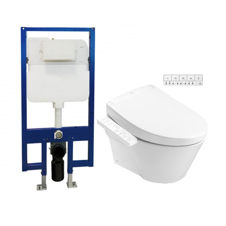 Bàn cầu treo tường Avante thế hệ mới, kèm nắp rửa điện tử WASHLET dòng S2 CW822RA#W/TCF33461GAA#NW1/WH172A