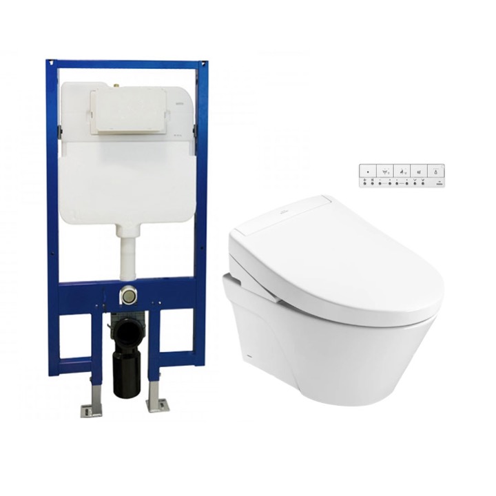 Bàn cầu treo tường Avante thế hệ mới, kèm nắp rửa điện tử WASHLET dòng S5 CW822RA#W/TCF34461GAA#NW1/WH172A