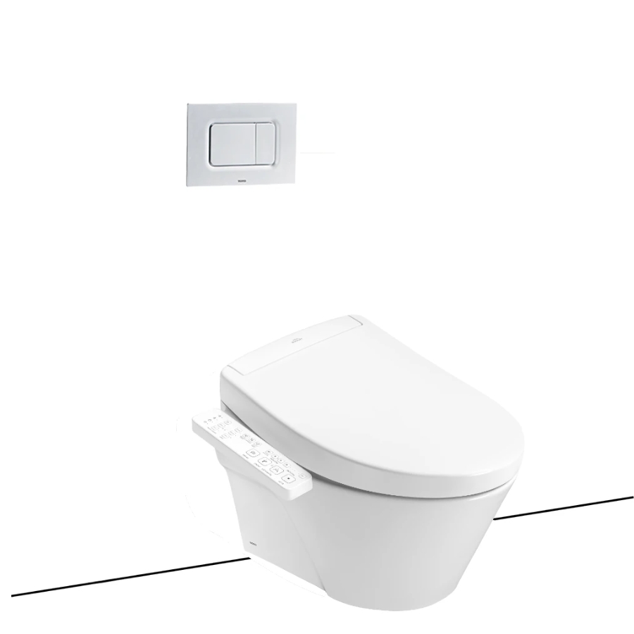 Bàn cầu treo tường kèm nắp rửa điện tử TOTO CW822REA TCF33461GAA WH172AT TCA465 MB170P#SS